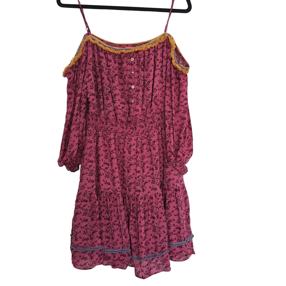 Betsey Johnson Pink‎ Floral Fit Flare Party Dress size L